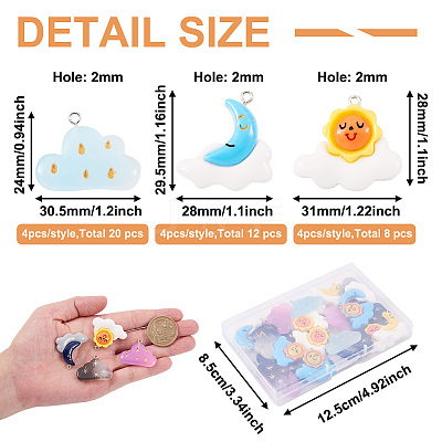 40Pcs 10 Style Opaque Resin Pendants RESI-KS0001-12-1