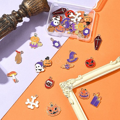 30Pcs 15 Styles Alloy Enamel Pendants ENAM-FS0001-90-1