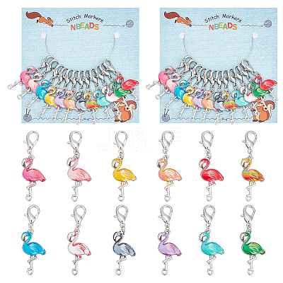 Flamingo Stitch Markers HJEW-AB00190-1