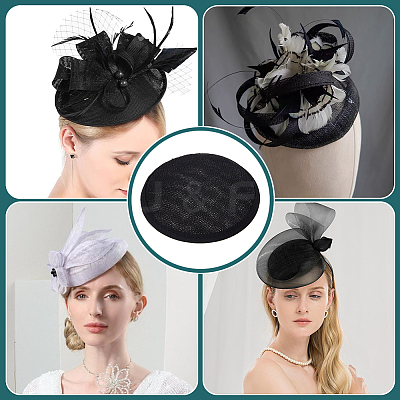 Imitation Hemp Round Fascinator Hat Base for Millinery LS-AJEW-WH0472-45A-02-1