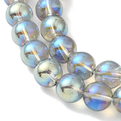 Transparent Electroplate Glass Beads Strands GLAA-T032-T8mm-C04-1