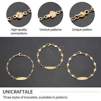 3Pcs 3 Style 304 Stainless Steel Oval Link Bracelets Set for Women BJEW-UN0001-24-1