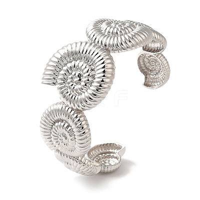 Rack Plating Brass Conch Open Cuff Bangles BJEW-B098-01P-1