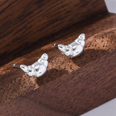 925 Sterling Silver Stud Earrings EJEW-R015-03S-1