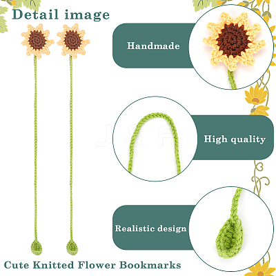 4Pcs Woolen Yarn Crochet Plant Bookmarks AJEW-CP0007-93-1