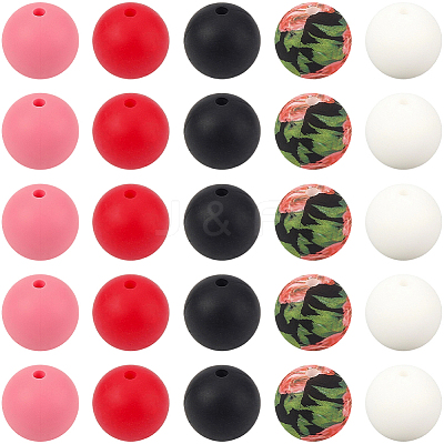 Round Silicone Focal Beads SIL-SP0001-16B-1