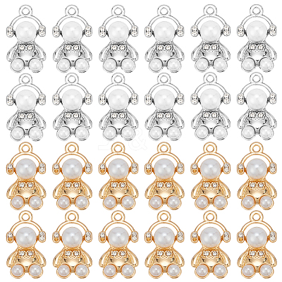 32Pcs 2 Colors ABS Plastic Imitation Pearl Pendants ALRI-SC0001-27-1