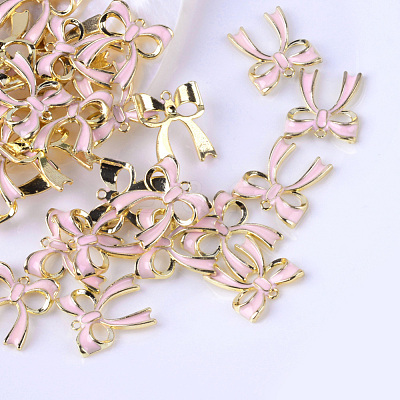 Bowknot Alloy Enamel Pendants X-ENAM-Q033-22B-1
