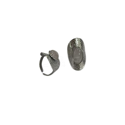 Synthetic Opalite 304 Stainless Steel Finger Rings FS-WGE331D-18-1