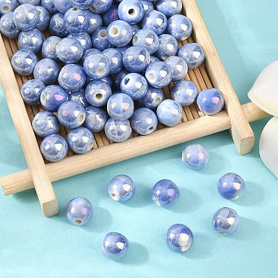 Glazed Porcelain Round Beads X-PORC-S490-8mm-09-1