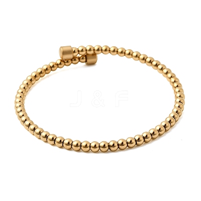 304 Stainless Steel Round Beaded Bangles for Women BJEW-D436-01G-1
