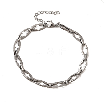 304 Stainless Steel Hollow Cross-Linked Chain Bracelets for Men BJEW-JB12294-02-1