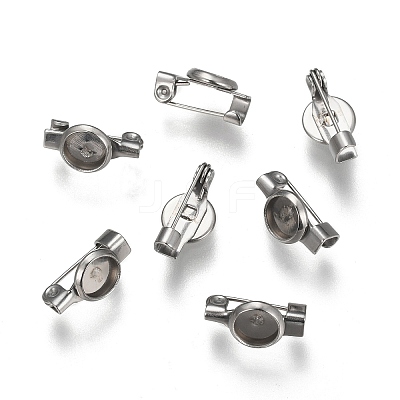 Tarnish Resistant 304 Stainless Steel Brooch Base Settings STAS-F191-04P-6mm-1