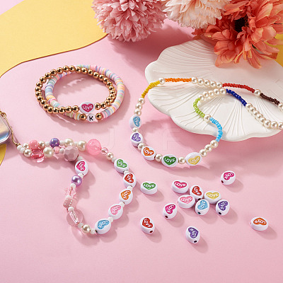 200Pcs Valentine's Day Opaque Acrylic Beads MACR-CW0001-13-1