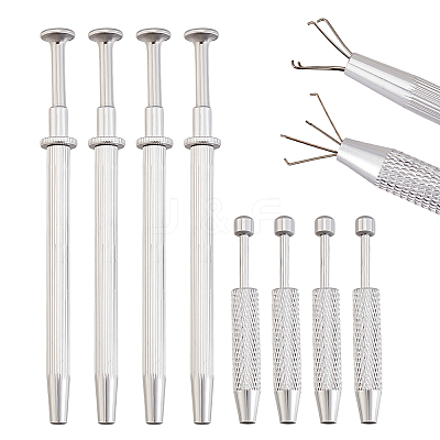 8Pcs 2 Styles Alloy 4-Claw Pick up Tool for Small Parts Pickup TOOL-ME0001-14-1