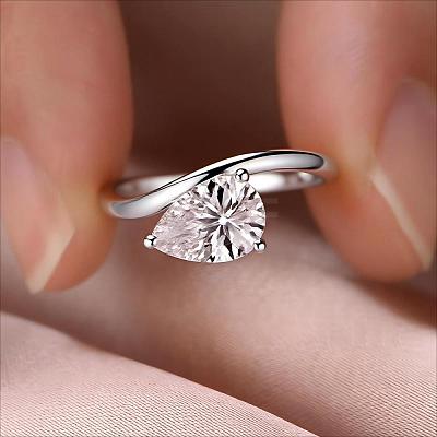Brass Pave Single Cubic Zirconia Finger Rings for Women ZK8046-8-1