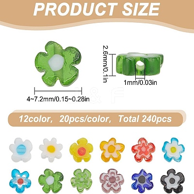 240Pcs 12 Colors Handmade Millefiori Glass Bead Strands LAMP-HY0001-09-1