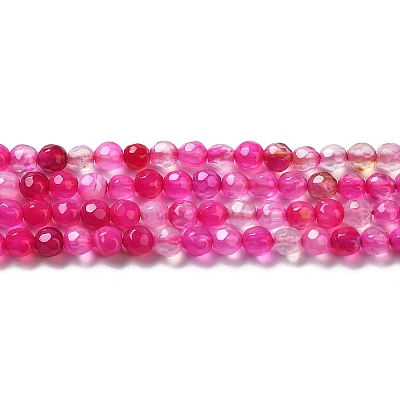 Faceted Natural Striped Agate/Banded Agate Beads Strands X-G-F447-4mm-H08-1