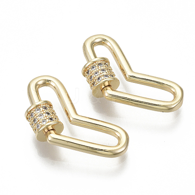 Brass Micro Pave Cubic Zirconia Screw Carabiner Lock Charms KK-R136-066C-NF-1