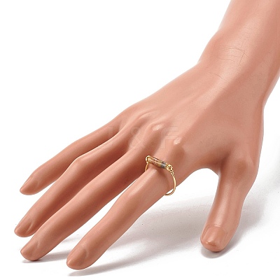 Natural Jade Column Beads Finger Ring RJEW-JR00404-03-1