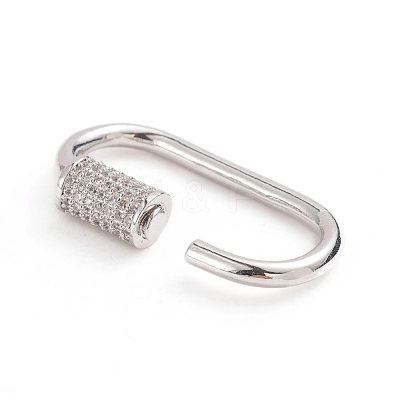 Brass Micro Pave Clear Cubic Zirconia Screw Carabiner Lock Charms ZIRC-E164-10P-1