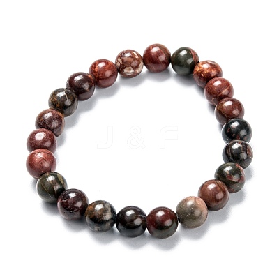 Natural Polychrome Jasper/Picasso Stone/Picasso Jasper Stretch Beaded Bracelets G-A185-01R-1