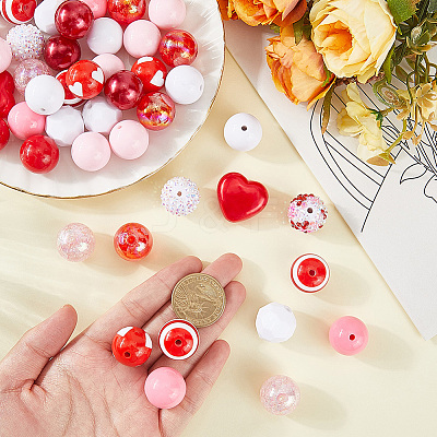 50Pcs Mixed Styles Acrylic Beads Sets SACR-PA0001-22-1