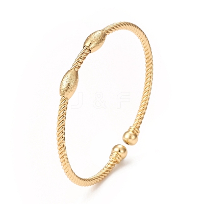 Rack Plating Brass Cuff Bangles with Bead BJEW-E071-07G-1