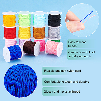15 Rolls 15 Colors Nylon Satin Rattail Cord NWIR-PH0002-04-1