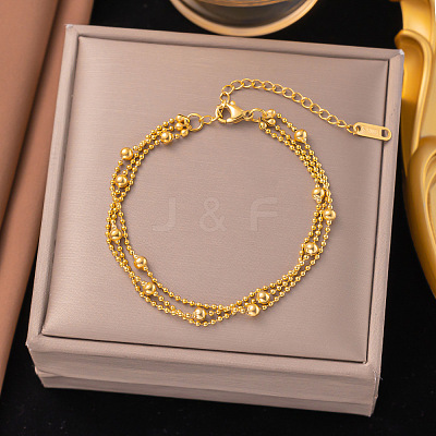 304 Stainless Steel Multi-strand Bracelets BJEW-C110-03G-1