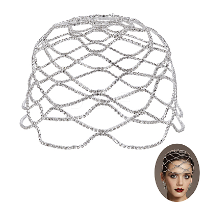 1Pc Rhinestone Mesh Headpiece Cap AJEW-HY0002-55S-1