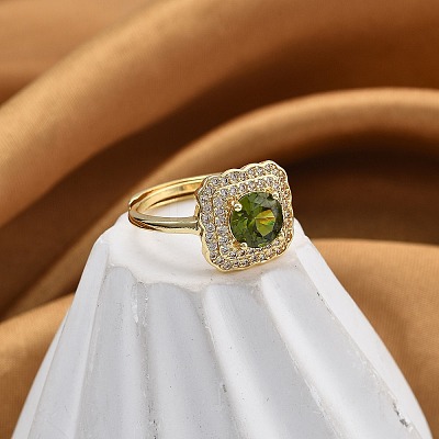 Adjustable Rack Plating Brass Micro Pave Cubic Zirconia Finger Rings for Women RJEW-M028-45G-1