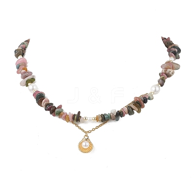 Natural Multicolor Tourmaline Chips Beads Necklaces & Bracelets Sets for Women SJEW-JS01372-02-1