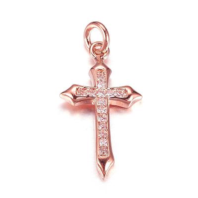Brass Micro Pave Cubic Zirconia Pendants ZIRC-P060-21RG-1