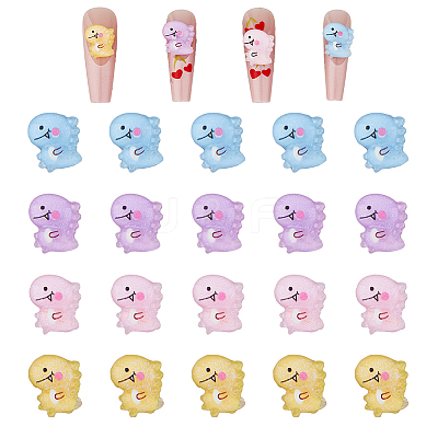 80Pcs 4 Colors Opaque Resin Cabochons CRES-FH0001-18-1