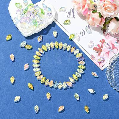 100Pcs 5 Colors Electroplate Handmade Lampwork Beads LAMP-CJ0002-94-1