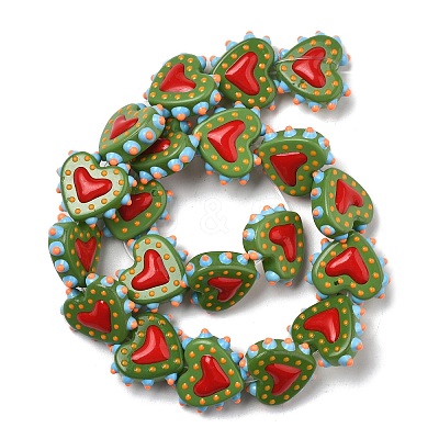 Baking Paint Glass Bumpy Beads Heart LAMP-V001-07E-1