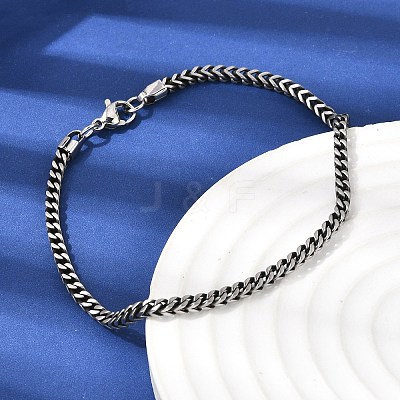 304 Stainless Steel Curb Chian Bracelets for Women Men BJEW-K240-12B-AS-1
