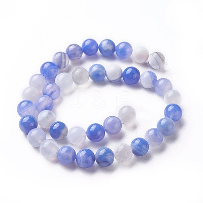 Natural Banded Agate Beads Strands G-P434-09A-B-1