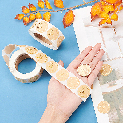 1 Inch Thank You Sticker Self-Adhesive Kraft Paper Gift Tag Stickers DIY-GL0001-05-11-1