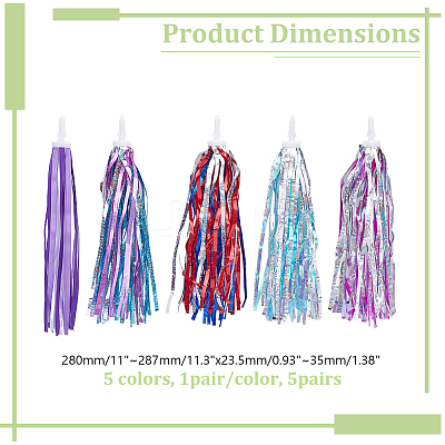 5 Pairs 5 Styles Kids Plastic Tassel Ribbon FIND-AR0006-71-1