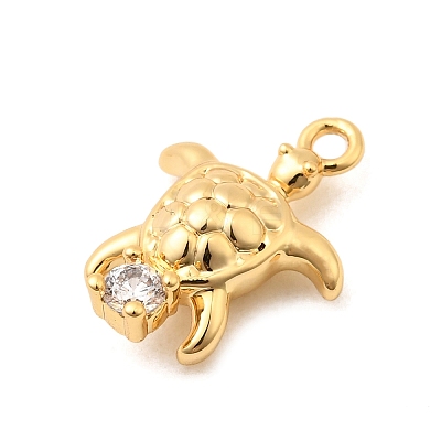 Brass Micro Pave Cubic Zirconia Pendants KK-C117-07G-1