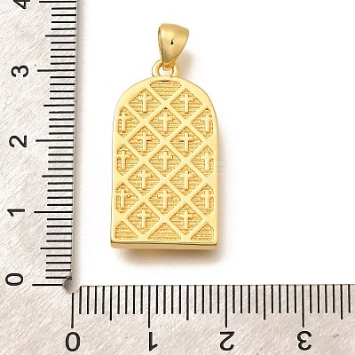 Religion Themed Rack Plating Brass Micro Pave Cubic Zirconia Pendants KK-L226-007G-19-1