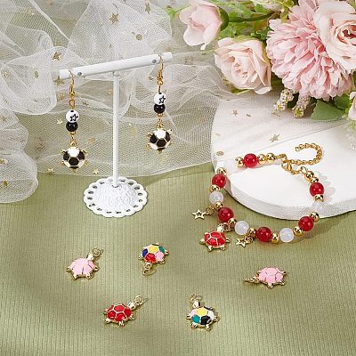 8Pcs 4 Colors Brass Enamel Pendants KK-NB0002-65-1