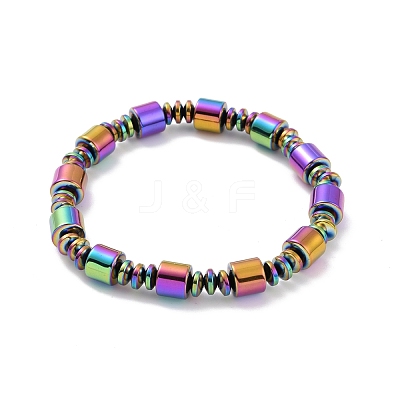 Synthetic Hematite & Brass Column Beaded Necklace Bracelet with Magnetic Clasps SJEW-G079-01D-1