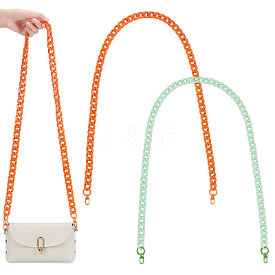 2Pcs 2 Colors Acrylic Curban Chain Bag Straps FIND-WR0008-64-1