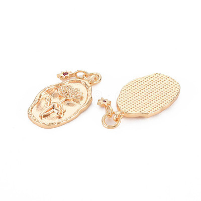 Brass Ruby Rhinestone Pendants LS-X-KK-S364-223-1