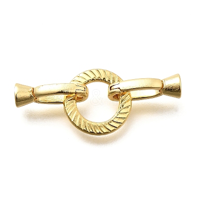 Flat Round Rack Plating Brass Fold Over Clasps KK-S508-11G-1