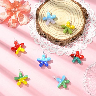 7Pcs 7 Colors Handmade Lampwork Pendants LAMP-CJ0002-75-1