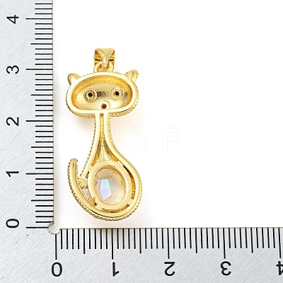 Rack Plating Brass Micro Pave Clear Cubic Zirconia Pendants ZIRC-L100-159G-1